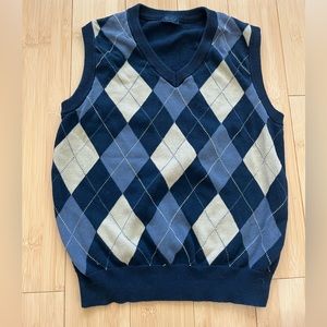 Brandy Melville John Galt Argyle Sweater Vest Navy Blue